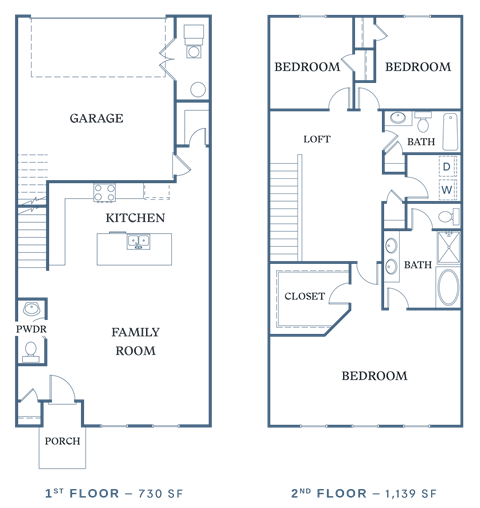 Floor plan for 3 beds, 2.5 baths, 1869 sqft